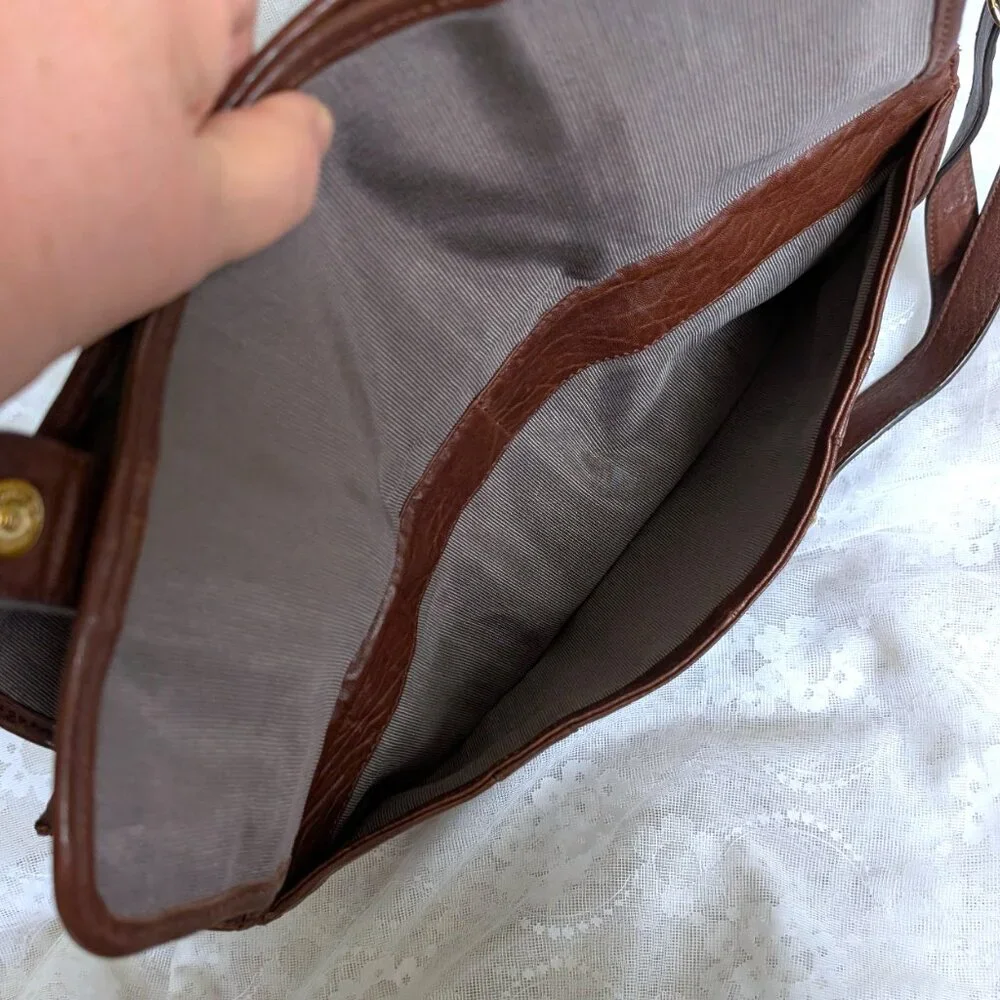 HYPE Brown Pebbled Leather Laptop Shoulder Messenger Briefcase Satchel Bag